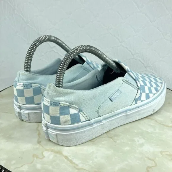 Vans Slip On Checkerboard Skate Shoes 8.5 Blue Streetwear Casual Comfort Sneaker - Picture 9 of 13